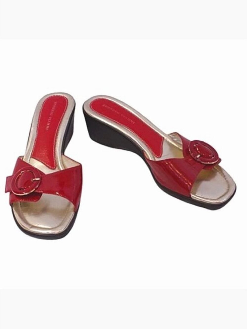 Roberto Vianni Red Patent Faux Leather Flip Flop Slides- Sz. 8.5